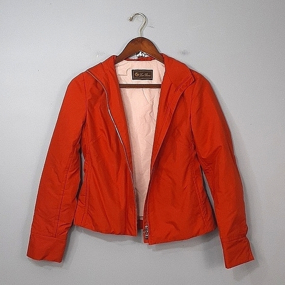 Loro Piana Italian Waist Length Outdoor Rust Burnt Orange Zip Up Collar …